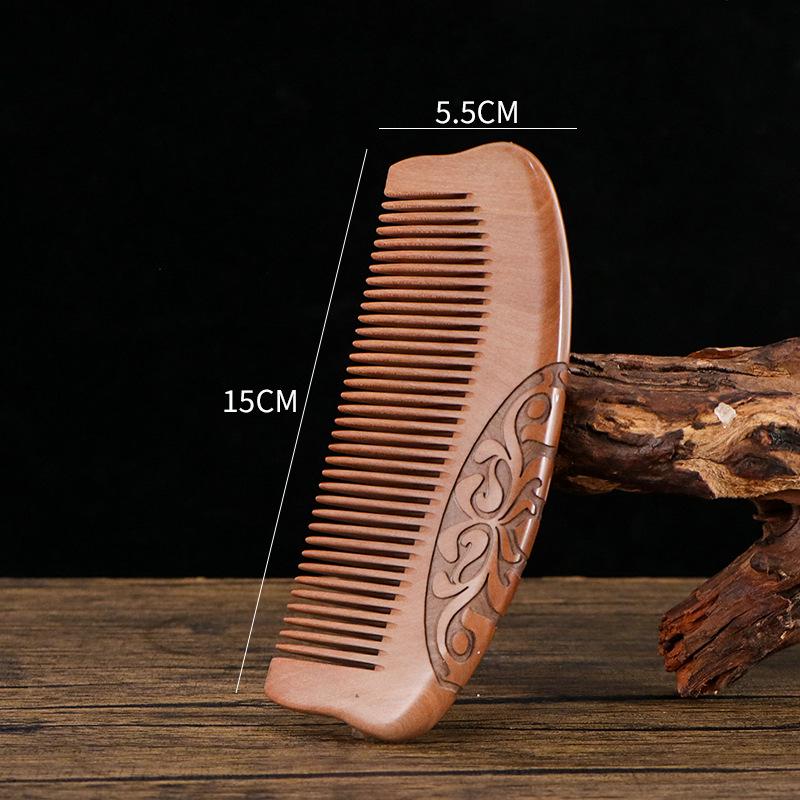 

Гравированная гребень из персикового дерева и сандалового дерева с резным дизайном