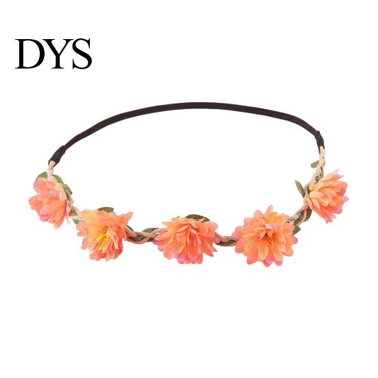 Nature Inspired Hair Accessory Flower Headband, Crown, Headpiece, Boho Floral Wreath Headband Artificial for Travel Wedding Birthday Festival A
