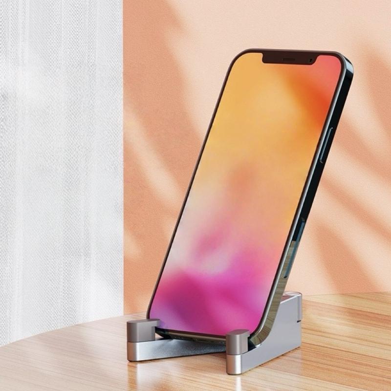 Foldable Desktop Phone Holder Aluminum Construction Small Size Pocket Phone Stand For Smartphones And Tablets