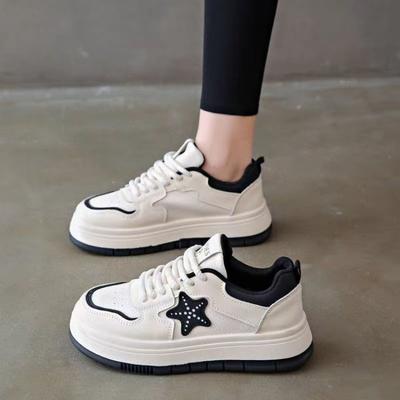 Little White Shoes Women's Spring New Trendy Thick-soled Casual Star Sports Shoes Student Height-increasing Board Shoes Women