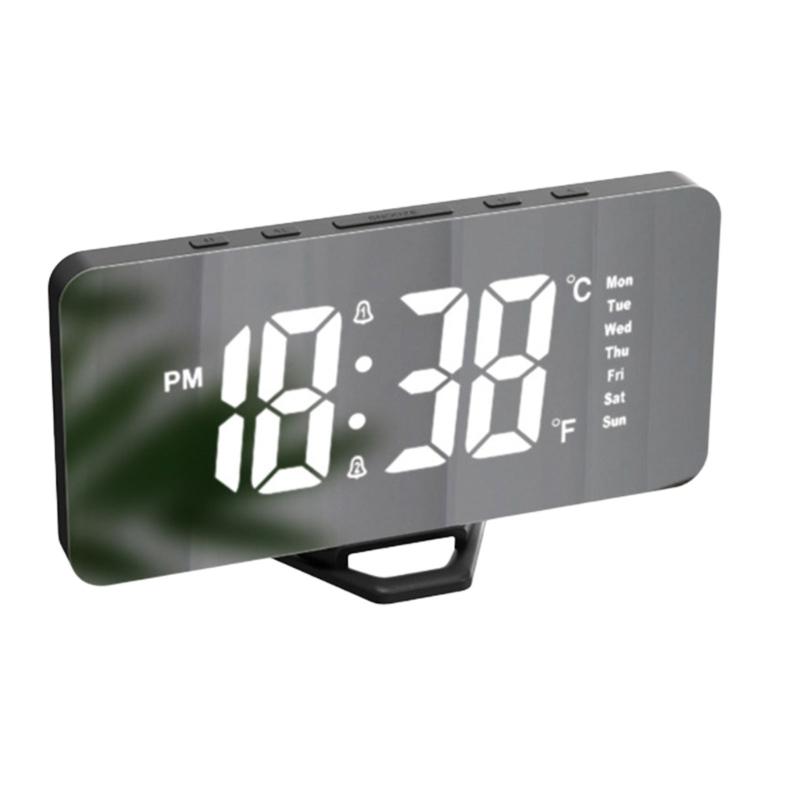 Modern Bedsides Digital Clock with LED Display, Date Temperature Function,USB Charging Port for Phone Easy to Read