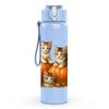 1PC Kitten Pumpkin Autumn 750ml Color Plastic Sports Water Bottle Leakproof Flip Straw Lid Suitable for Sports Office Home Use