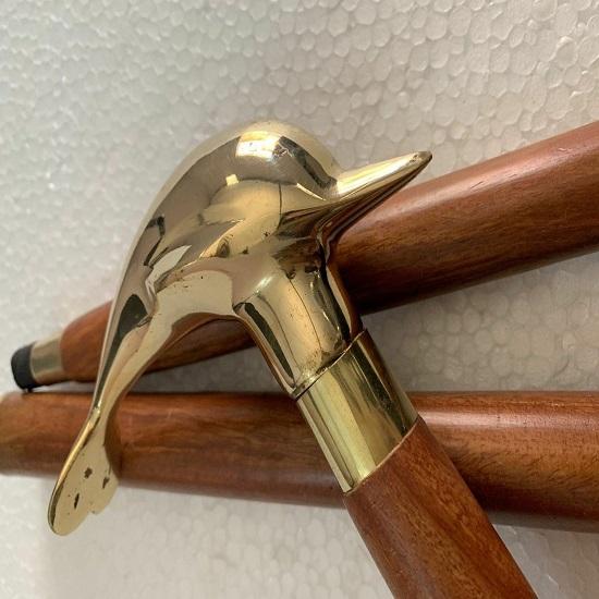 Dolphin Shaped Handle with Wooden Cane