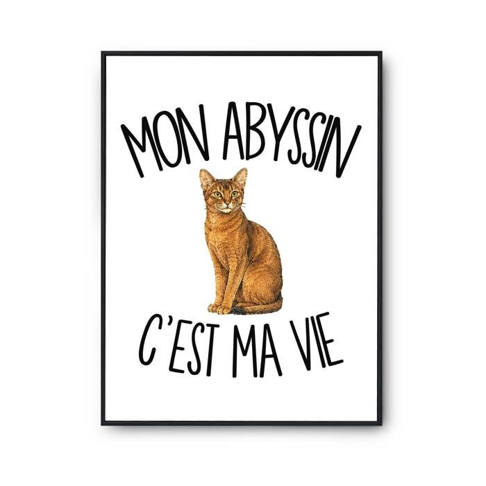 Poster Mon Abyssin c'est ma vie | Affiche Papier Photo 310 g Finition Perlée Format Taille A4 | Décoration Murale Salon Chambre