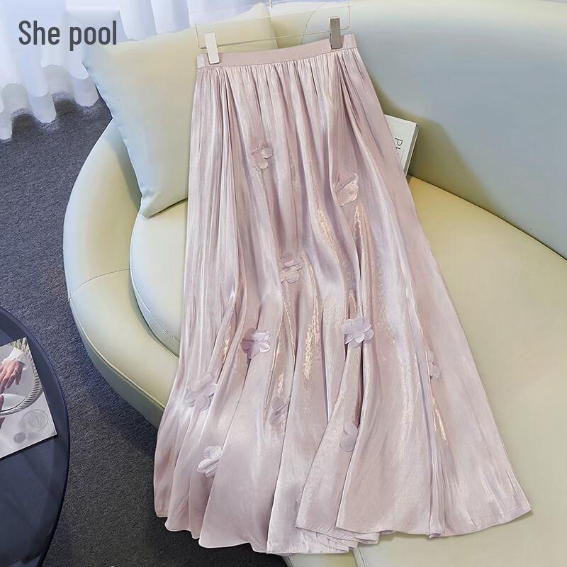 Shechi 3D Floral Flowy A-Line Midi Skirt M