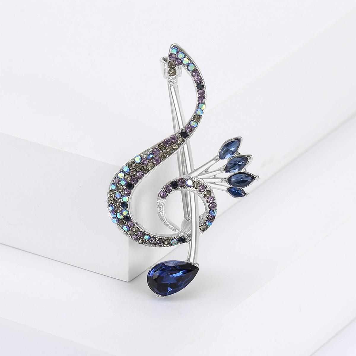 

Роскошные броши в виде музыкальных нот со стразами для женщин, гламурные булавки унисекс, 5 цветов, доступны повседневные аксессуары для вечеринок, подарки