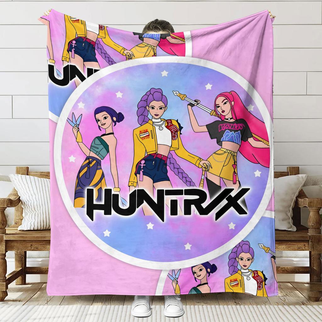 Blanket Print K - Pop Demon Hunters Flannel Blanket Latest Fashion Pop Girl Group