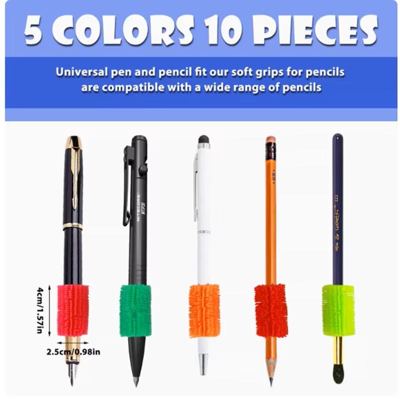 5/10 Pièces Poignée de Stylo TPR Aide à la Pratique Poignée d'Écriture Dispositif de Correction de la Posture Pour Enfant Stylo d'Écriture à la Main Porte-Stylo Jouet à Presser