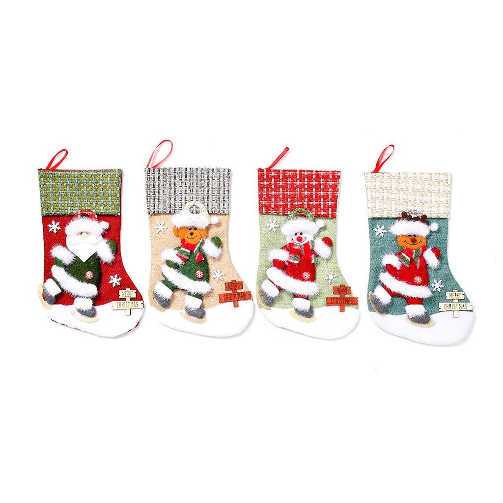 Large 3D Cartoon Flannel Christmas Stockings and Gift Bags