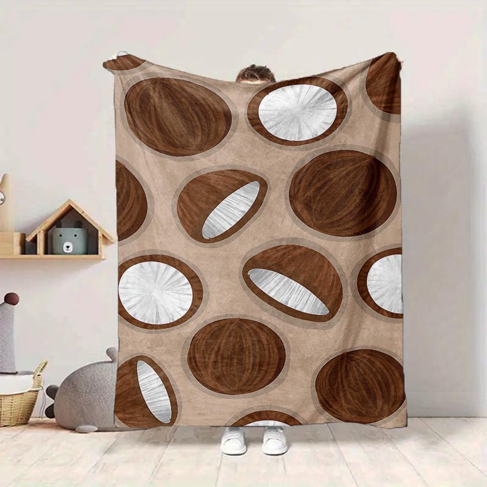 1pc Coconut Pattern Lightweight Flannel Blanket, Comfortable and Warm Blanket, for Office and Camping Sofa Bed, Livingroom011