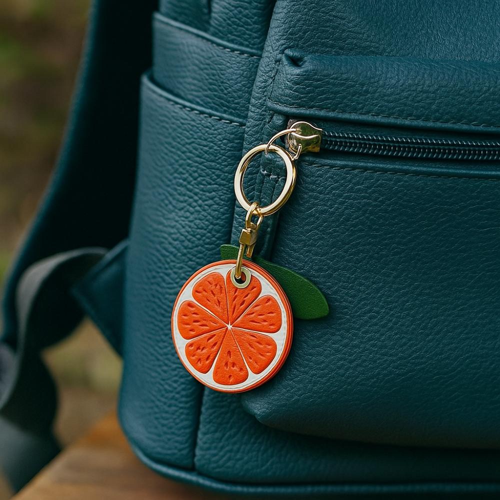Leather Fruit Key Chain Anti-lost Access Card Holder Cute Bag Pendant  Bag Charm