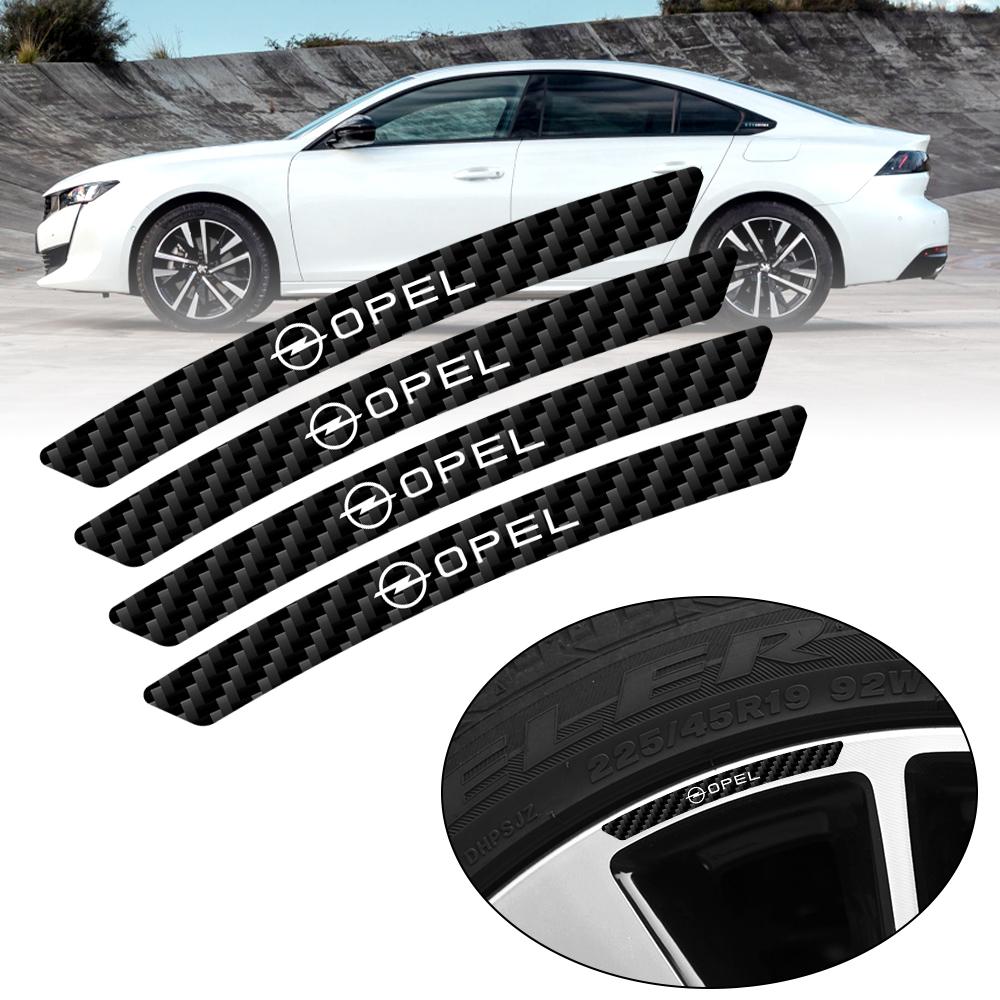4Pcs Carbon Fiber Car Wheel Tire Hub Rim Sticker Emblem Auto Accessories For Opel OPC Astra K Vectra Corsa Zafira Insignia Mokka