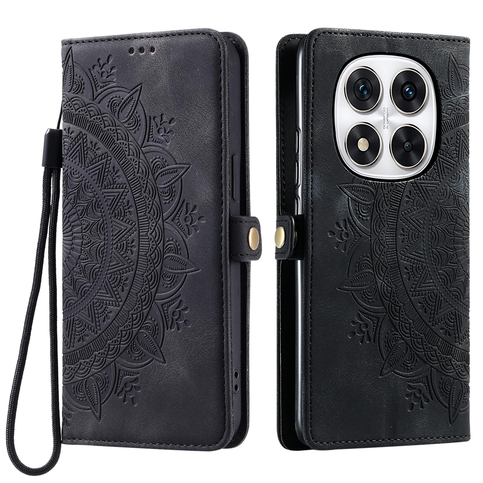 

Wallet Case for Xiaomi Redmi Note 14 Pro+ 5G/14 Pro 5G/Poco X7 5G Leather Phone Cover Skin Feel Totem Imprinted Black