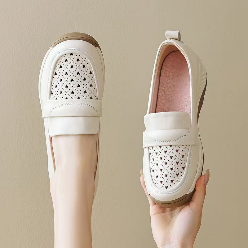 

Женская обувь с мягкой подошвой, повседневная обувь на танкетке, весенне-летние дышащие одинарные туфли для мамы на толстой подошве, обувь для путешествий, женская EU34/CN35 бежевый