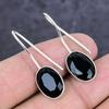 Natural Black Spinel Gemstone 925 Sterling Silver Jewelry Earring 1.26" ETC-14098