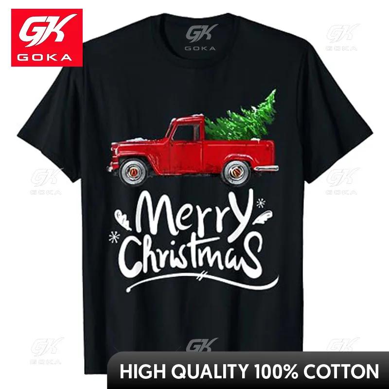 

Vintage Wagon Red Truck Christmas Tree Pajama Gift TShirt Merry Christmas Graphic Tee Tops Family Xmas Costume Holiday Clothes 4XL
