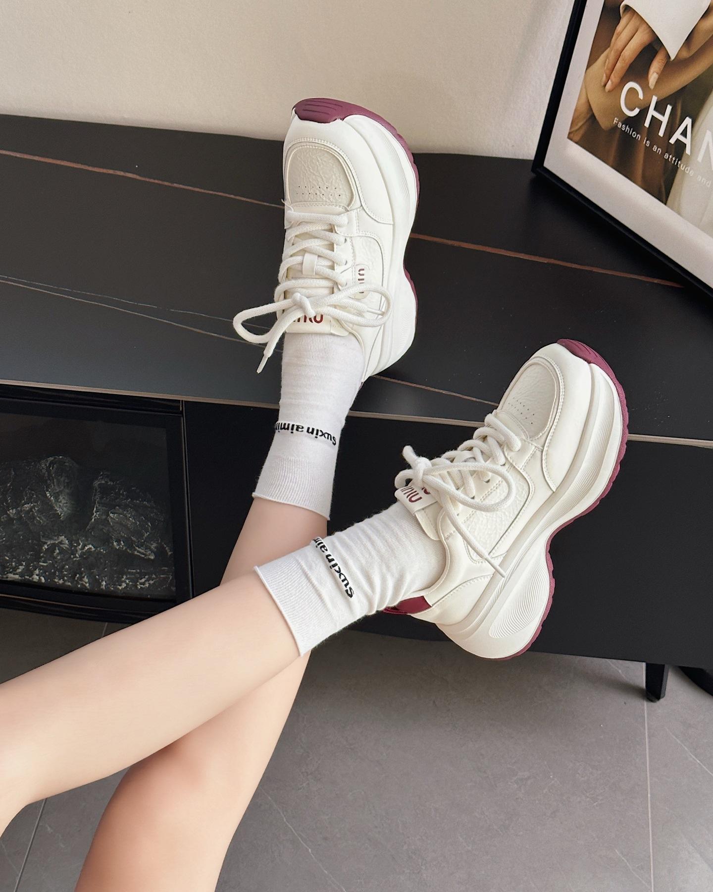 

Thick-soled heightening dad shoes women s 2025 autumn new versatile casual sports shoes small feet muffin shoes 39 бежевый