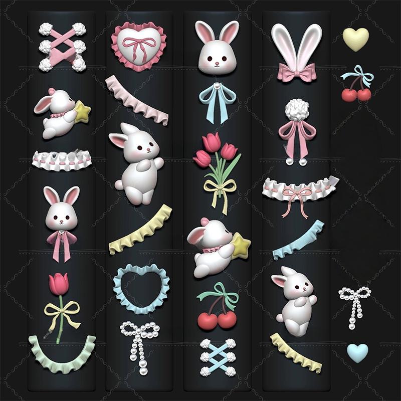 Lace Bowknot Bunny 3D Silicone Mold Nail Art Decoration Nails Diy Design Silicone Nail Template Nail Mold