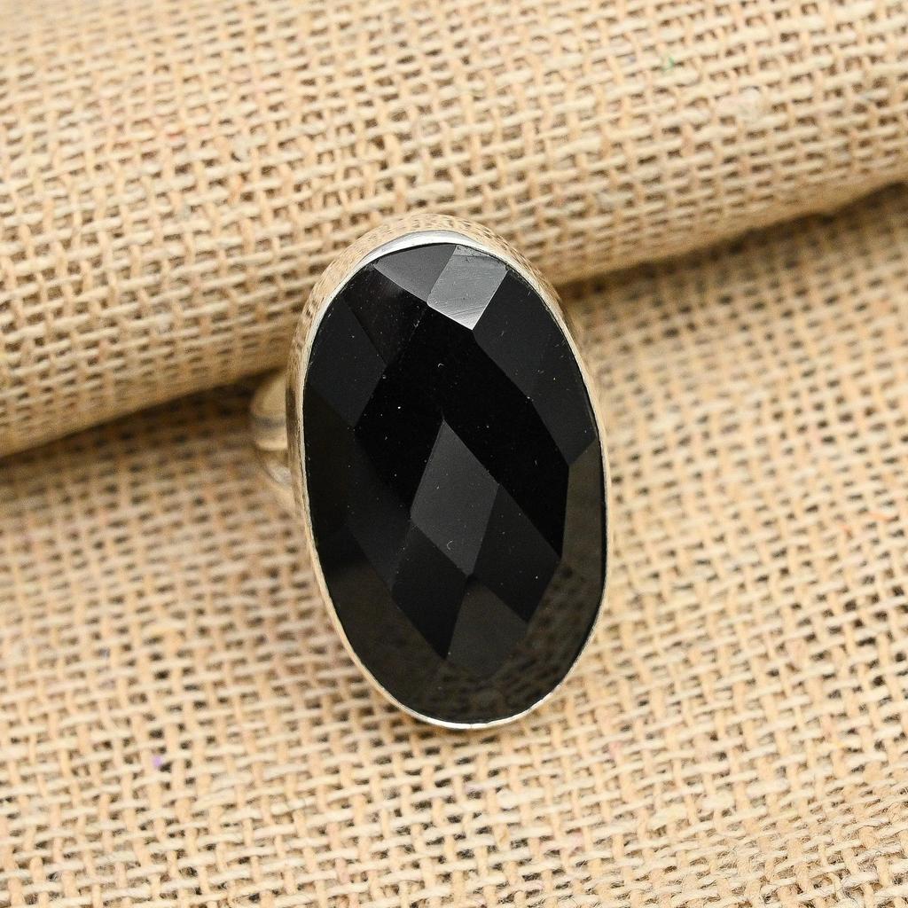 Erstaunlicher handgefertigter Schmuckring aus schwarzem Spinell-Edelstein aus 925er Sterlingsilber