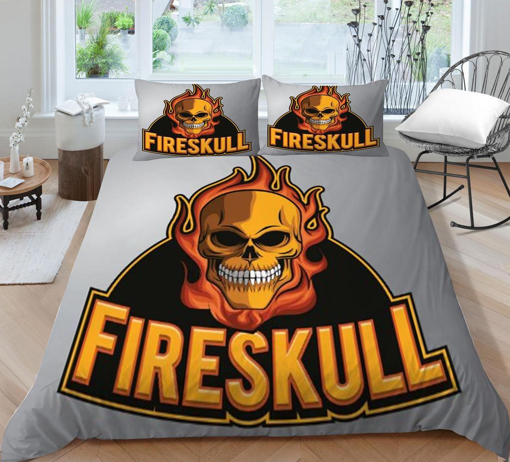 Set de lenjerie de pat cu craniu pentru acasă lenjerie de pat respirabilă cu husă de pernă husă de pilota de înaltă calitate pentru băiat, adolescent, textile de acasă