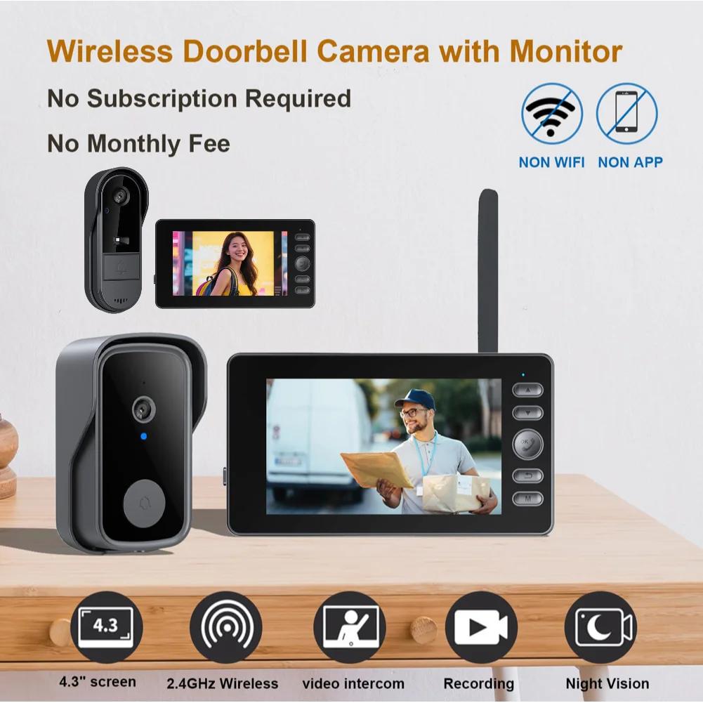 2.4G WiFi Video Doorbell 1080P Smart Outdoor Intercom Waterproof Wireless Camera Ringing Bell 2-Way Audio HD Doorbell Camera