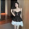 Bow-Knot Sling Dress with Chest Pads: Slim Fit, Waist-Cinching A-Line Short Skirt