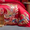 New Chinese style big red embroidery wedding quilt cover polished wedding room bedding wedding four-piece multi-piece set