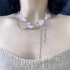 Light Luxury Cherry Blossom Necklace Sweet Pink Clavicle Chain Lockbone Chain  Niche Collection