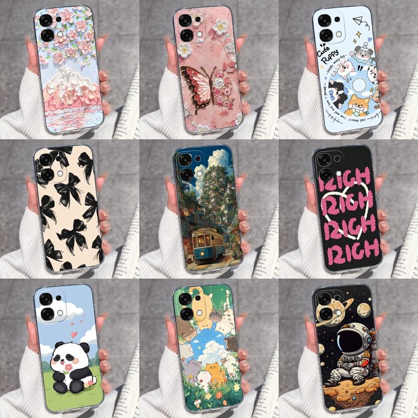 For Oppo A6 Pro A6x A5x K13 Realme 15X C85 V70 V70s CT 7 7T 8 Phone Cases Beautiful Sakura Butterflies Patterns Casing Soft Silicone TPU Clear Housing