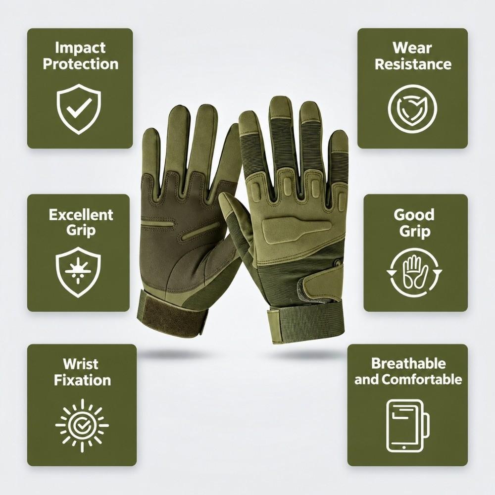 Protective Full Finger Gloves Anti Slip Outdoor Sports Gloves Durable Cycling Gloves  Rock Climbing