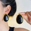 Vintage Red Resin Large Water Drop Stud Earrings For Women Exaggerated Large Oval Geometric Earrings Party Jewelry Wedding Gift