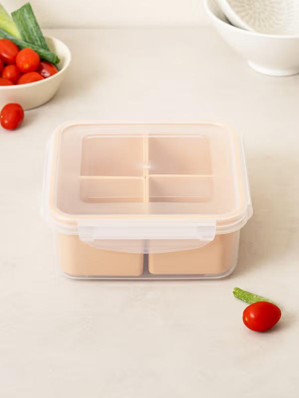 Maximize Your Meal Prep: Divided 4-Compartment Square Food Container (1.1L)