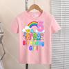 New Anime Care Bears Cotton Pink Birthday Number T Shirt for Girls Cartoon Cute Summer Tee Shirt Printed Clothes Round Neck Tops