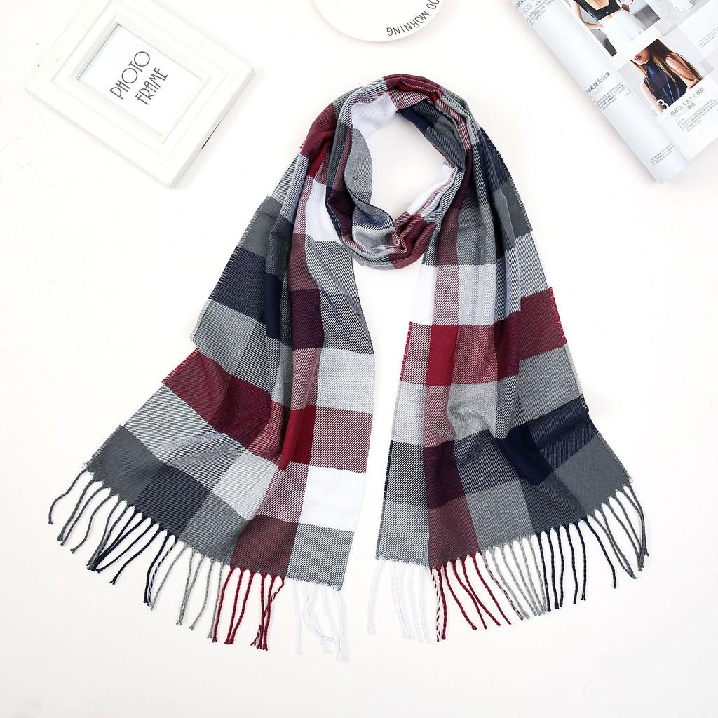 Men'S Winter Plaid Scarf Warm Women Cashmere Shawls Scarves Casual Tassel Scarfs Man Business Scarf Pashmina
