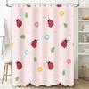 Bathroom Decor Shower Curtain Waterproof Fabric Cartoon Floral Fly Ladybug Print Home Decoration Pink (180cm)