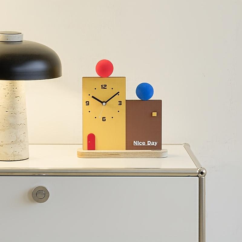 Creative Building Block Style Clock,Silent, Battery Powered,Unique Square Design,Perfect for Bedroom or Study Decor, Bedroom Accessory