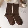 Women's Autumn-Winter Loose Fit Mid-Calf Anti-Pilling Cotton Socks in Solid Colors