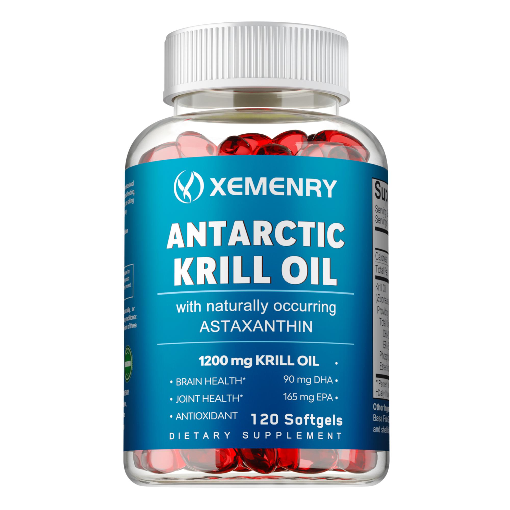 

Omega 3 krill oil capsules, 1200 mg per serving, astaxanthin concentrate, beneficial for joint health, no fishy smell. 120