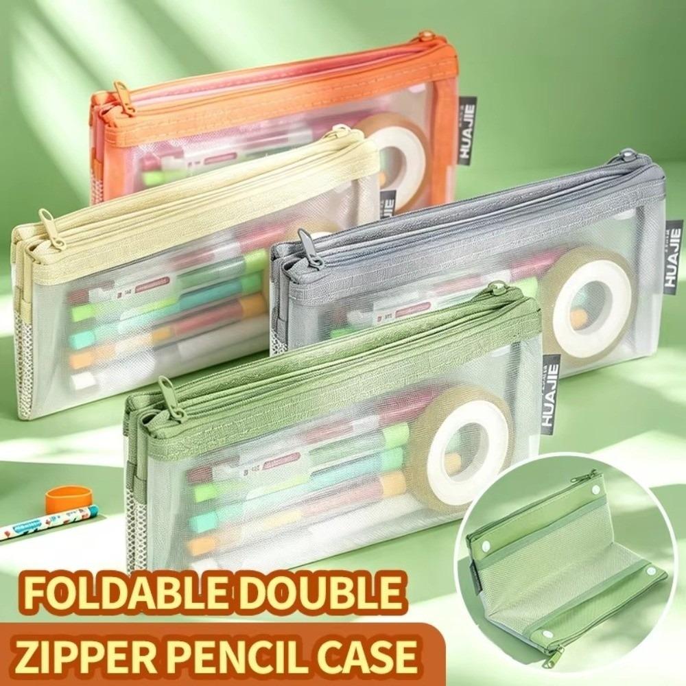 Double Layer Stationery Bag Foldable Pen Bag Durable Makeup Storage Bag  Gift