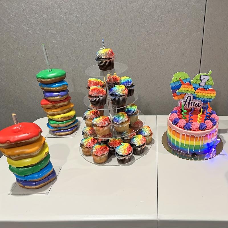 4Pcs Acrylic Donut Stand,Removable Clear Donut Display Stand Bagels Holder for Party Wedding Birthday Treat Display Corner Decor