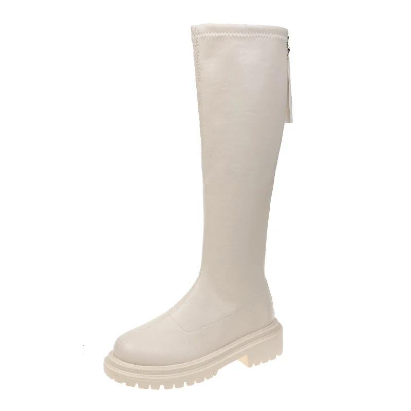 Autumn Winter Women Flats Heel Women Long Boots High Quality Soft Leather Ladies Knight Boots Casual Knee High Boots