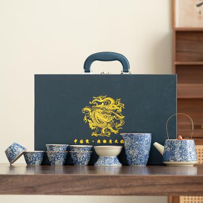 Anniversary Celebration Company Business Opening Activities Retro Ru Kiln Flower High-end Tea Set