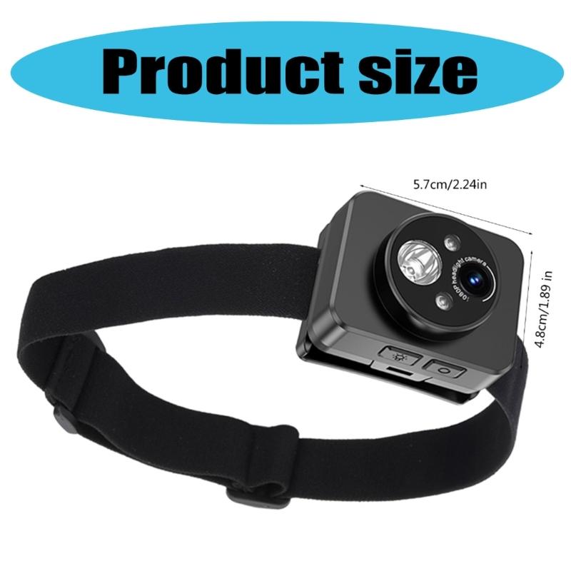120°Wide Angle Head Camcorder Headlamp Camera LED Headlights Camera for Sports with Night Sights Capability 1920x1080