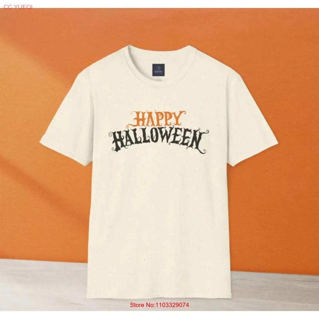 Happy Halloween T Shirt Spooky Orange Black Vintage Washed Slightly Comfortable Soft Homme Designer Clothes Breathable