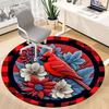 1pc Red Cardinal Bird Carpet for Office Non-Slip, Round Carpet, Soft & Comfortable, Carpet for Office, Lightweight Round Floor Mat