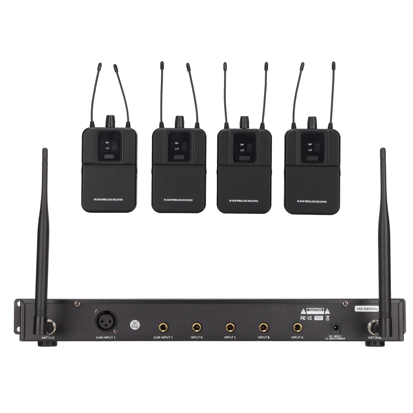 

Беспроводная система мониторинга, 4-канальный ушной монитор с возможностью выбора частоты звука для студии EU Plug