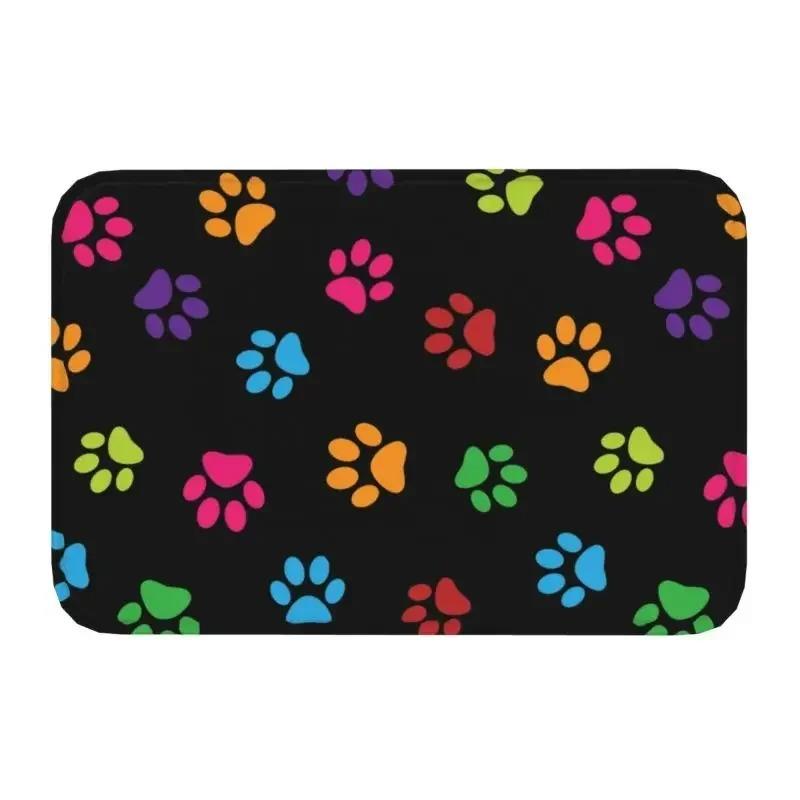 Colorful Dog Paw Pattern Welcome Entrance Door Mat Non Slip Rugs for Bedroom Decor Home Living Room Decoration Kitchen Floor Mat