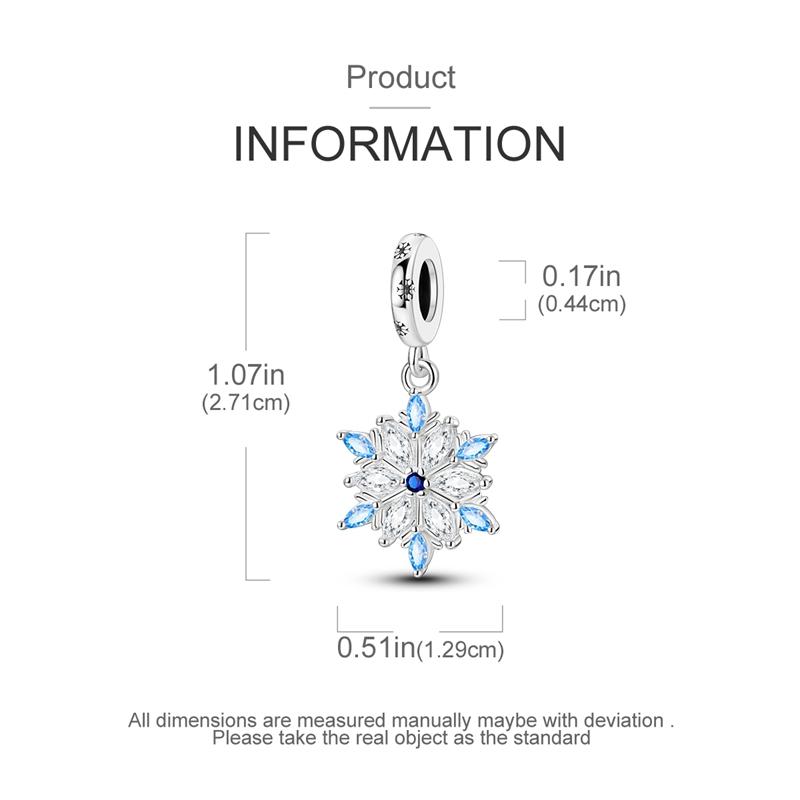 Original Charms Copper Winter Ice Frost Snowflake Pendantss Fit Plata Bracelets For Women Jewelry Making Gifts