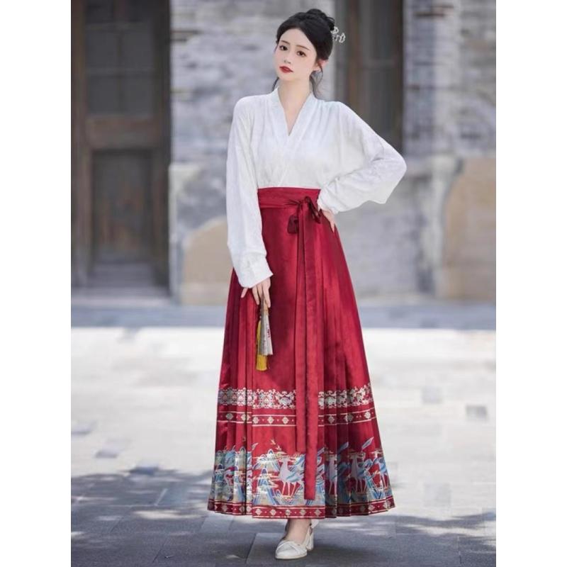 

Повседневная юбка Hanfu в китайском стиле династии Мин, костюм Hanfu MA MIAN