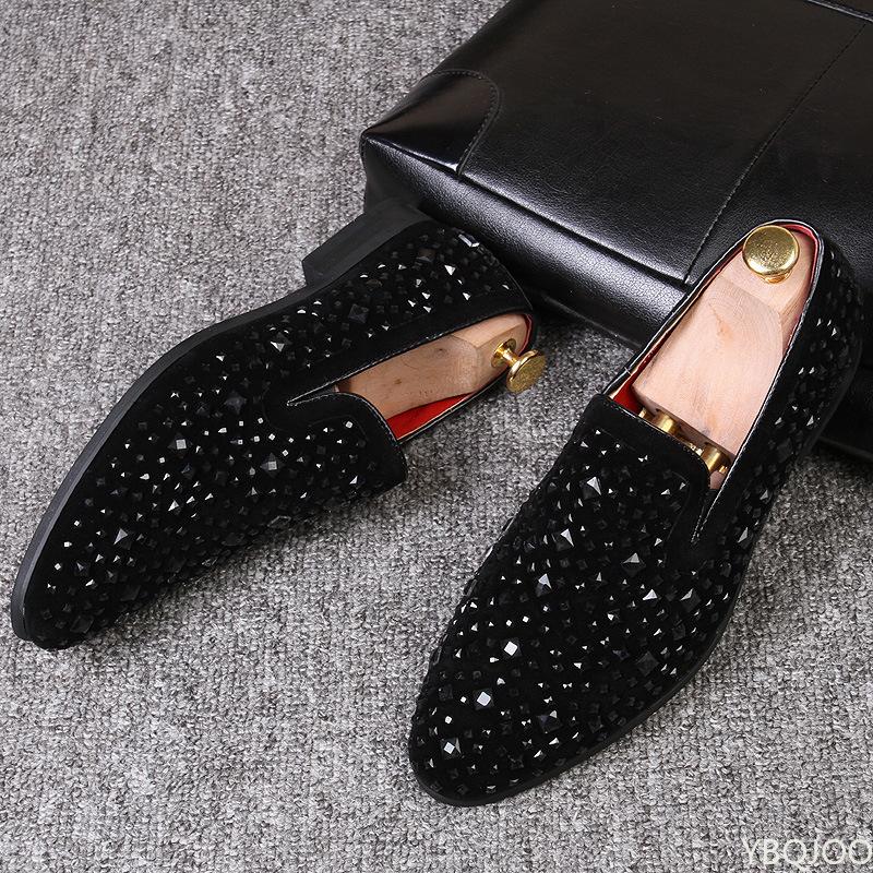 Fashion Black Spikes New Brand Mens Loafers Luxury Shoes Denim And Metal Sequins High Quality Casual Men Shoes 2024 Fashion Party Flats